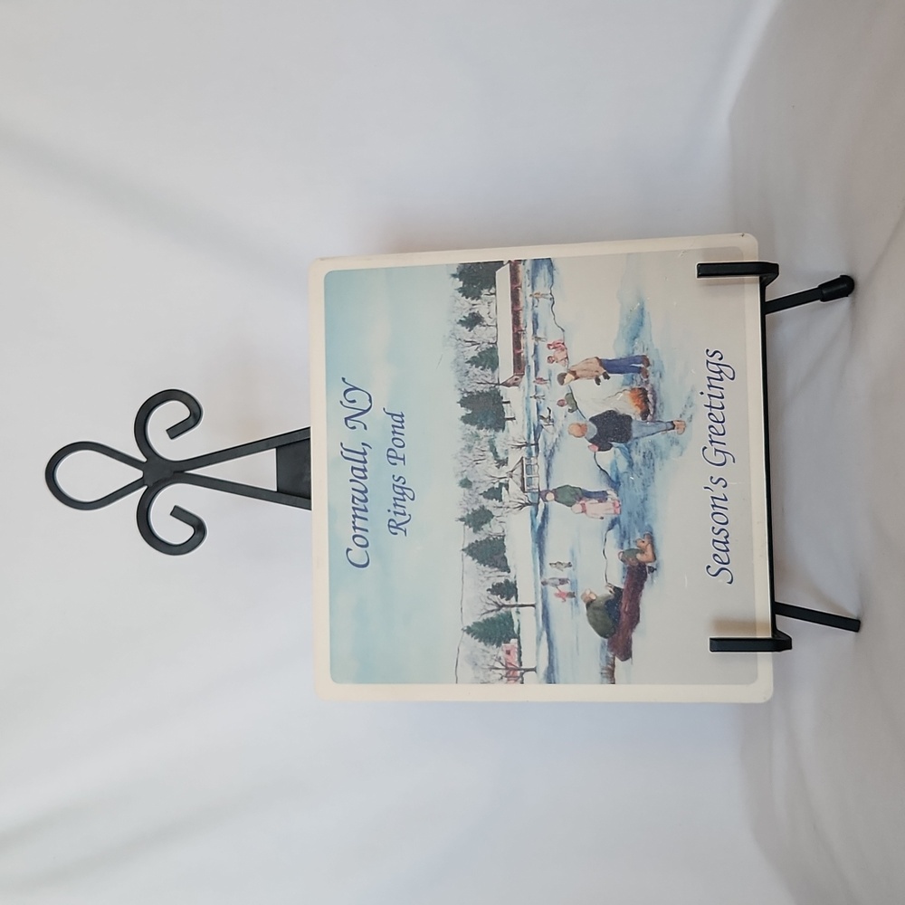 Barlow Designs Artstone Seasons Greetings Cornwall NY Rings Pond Plaque